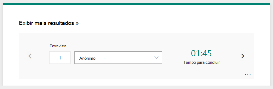 Exibir resultados específicos, como o nome e o tempo de conclusão, por entrevistado