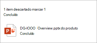 Uma mensagem aparece confirmando o marcar descartado.