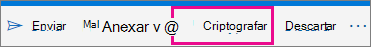 Outlook.com faixa de opções com o botão Criptografar realçado