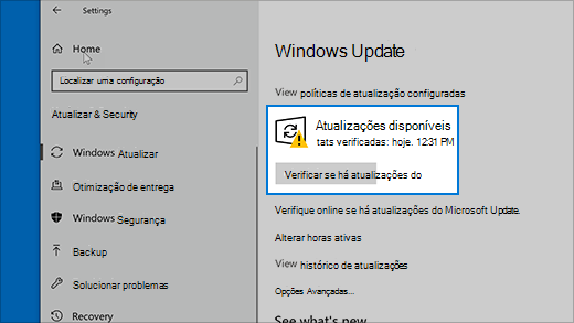 Verificar se há atualizações no Windows 10