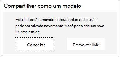 Cancelar e Remover link botões exibidos.