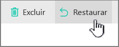 Botão Restaurar realçado do SharePoint Online