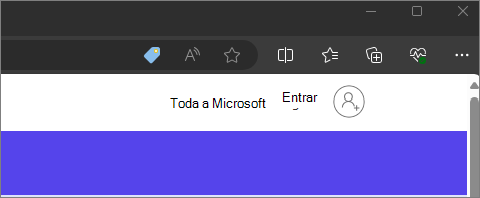 Mostra a página do Microsoft 365 com um ícone de conta genérico no canto superior direito.