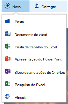 Office 365 Criar uma nova pasta ou documento