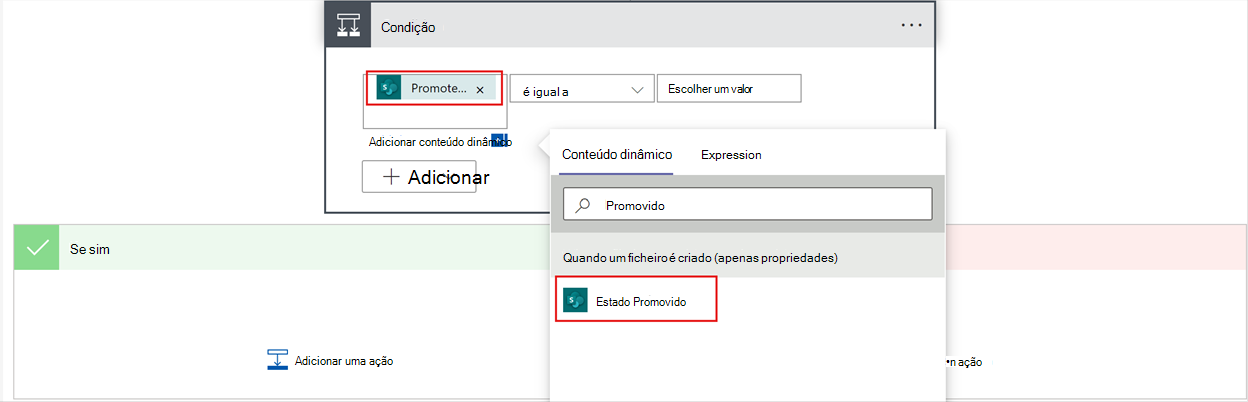 captura de ecrã para selecionar sites promovidos