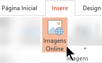 Na faixa de opções da barra de ferramentas, selecione Inserir e clique em Imagens Online
