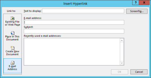 Criar um hiperlink para um endereço de email