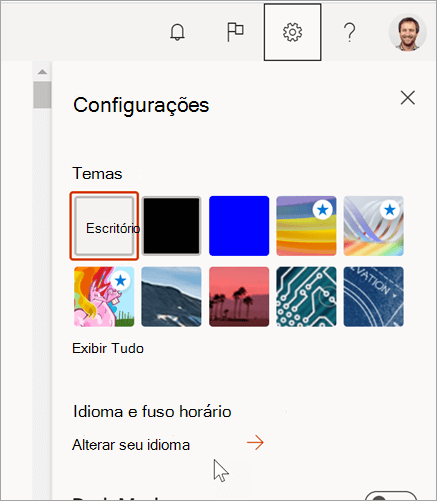 Painel de Configurações do Microsoft 365