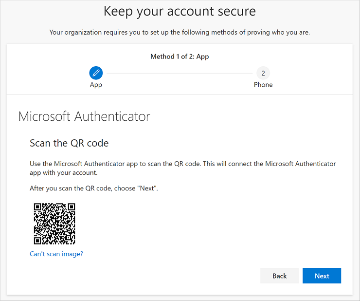 Examinar o código QR usando o Authenticator app
