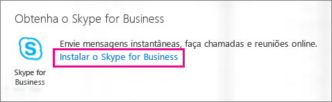 Captura de tela do botão Instalar do Skype for Business no Portal do Microsoft Office 365