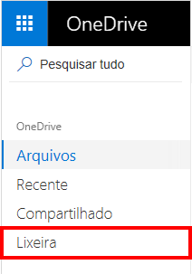 Seleção de Lixeira do OneDrive