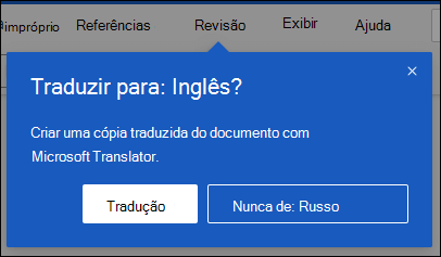 Um prompt no Word para que a oferta da Web crie uma cópia traduzida do documento.