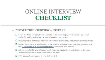 Lista de verificação para entrevista online