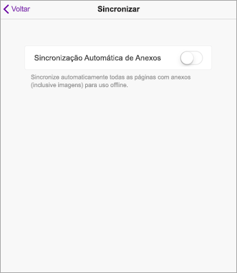 Desative a sincronização automática nas configurações do OneNote no iPad.