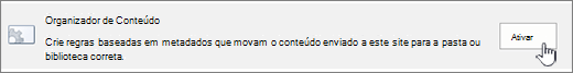 botão ativar organoeiro de conteúdo