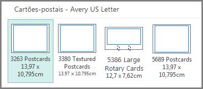 Modelo de cartão-postal para o papel cartão Avery US Letter.