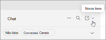 Captura de tela da opção para selecionar novos itens na exibição combinada. Está à direita, acima da lista de chats e canais.