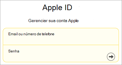 Captura de tela da entrada da Apple ID