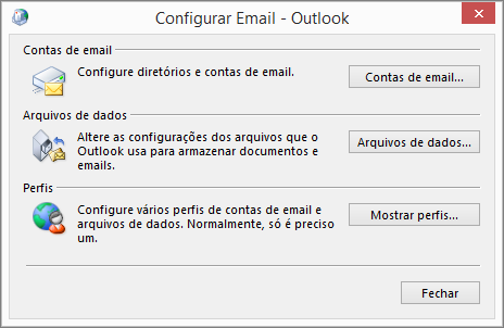 Visão geral dos perfis de email do Outlook - Outlook