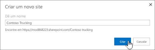 Crie uma nova caixa de diálogo de site quando sites clássicos são impostos