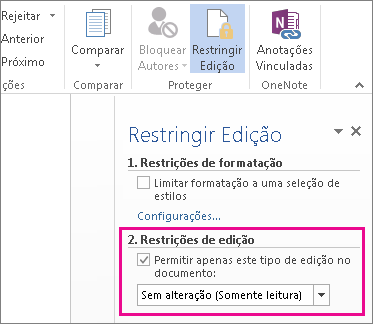 Painel Restringir Edição