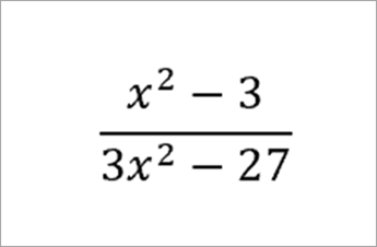 equação: x quadrado menos 3 sobre 3x quadrados menos 27