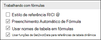 Opções > de > fórmulas > trabalhando com fórmulas > estilo de referência R1C1