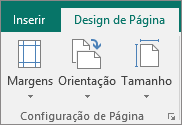 Grupo Configuração de Página na guia Design de Página.