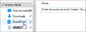 Pasta sincronizada do SharePoint no computador com o SharePoint selecionado