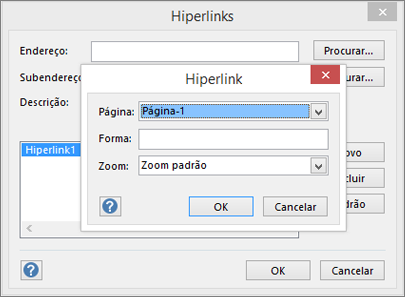 Caixa de diálogo Hiperlink