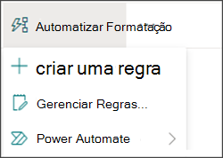 Imagem do menu Automatizar com o Power Automate selecionado