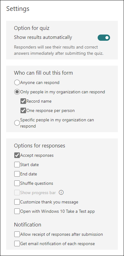 Ajustar As Configuracoes Do Formulario Ou Do Tete No Microsoft Forms Suporte Do Office