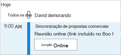 Exibe o botão Participar on-line das reuniões