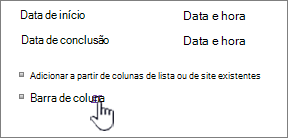 Ordem de coluna de tipo de conteúdo de lista