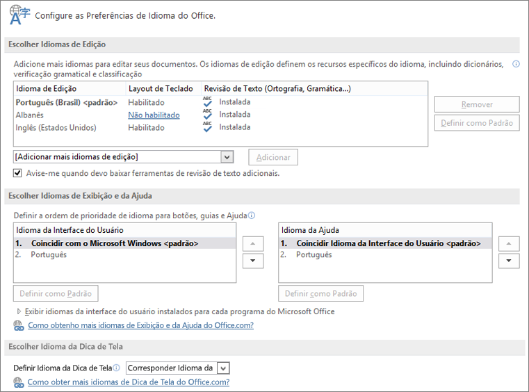 Baixar idioma portugues office 2016