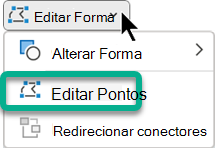 O menu Editar Pontos está disponível na guia Formato de Forma quando uma forma é selecionada no PowerPoint.