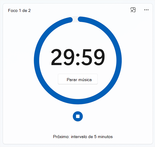 Uma captura de tela do aplicativo Relógio com um temporizador de foco.