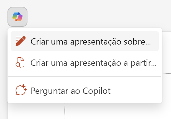 Botão Copilot acima do slide do PowerPoint