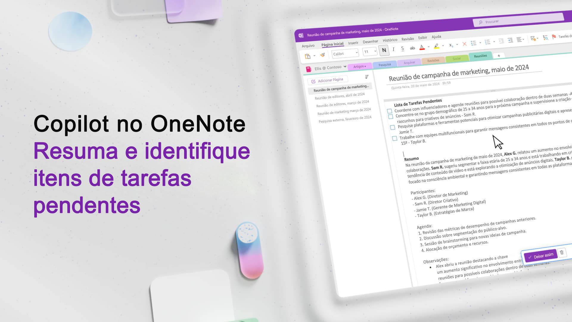 Vídeo: Resuma e identifique itens de tarefas pendentes com o Copilot no OneNote