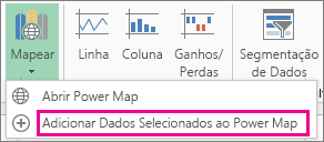 Adicionar dados selecionados ao comando do Power Map