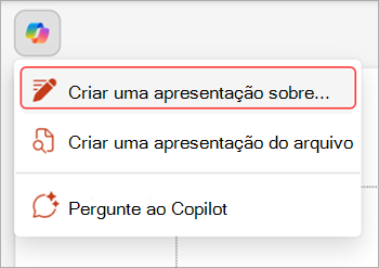 Captura de tela do botão Copilot acima do slide do PowerPoint.