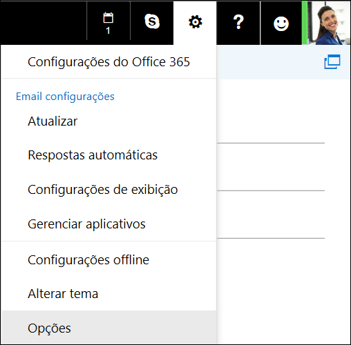 Opções de Configuração do Outlook na Web