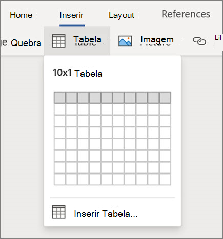 Inserir tabelas no Word para a Web