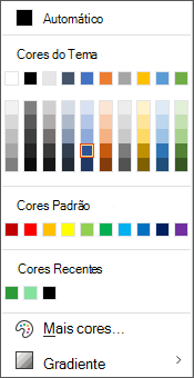 A caixa de diálogo cores no Office 365