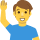 Homem levantando emoticon de mão