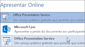 Apresentar Online usando o Office Presentation Service