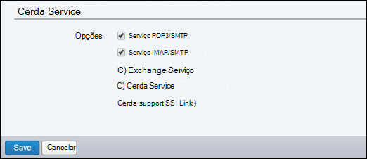 Selecione POP3/SMTP e IMAP/SMTP.