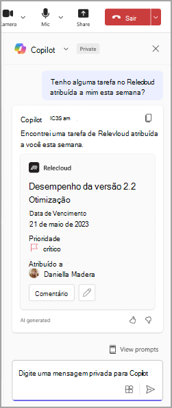 Captura de tela de Copilot, um programa de computador, respondendo a um prompt de usuário.