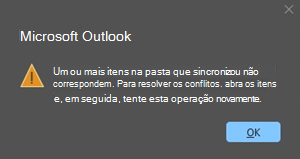 Erro de conflito do Outlook com o item de reunião