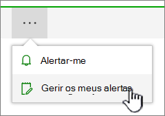 Botão Gerir alertas do SharePoint Online realçado